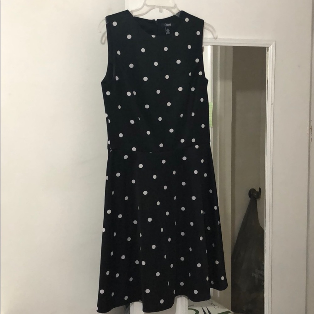 Chaps black/white polka dot dress.
